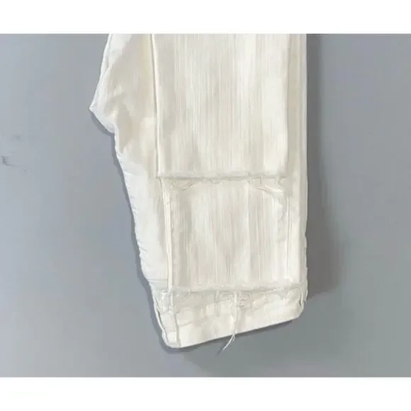 KUT From The Kloth Catherine Boyfriend Fray Stretch Denim Jeans. White, Size 0. - Picture 4 of 9